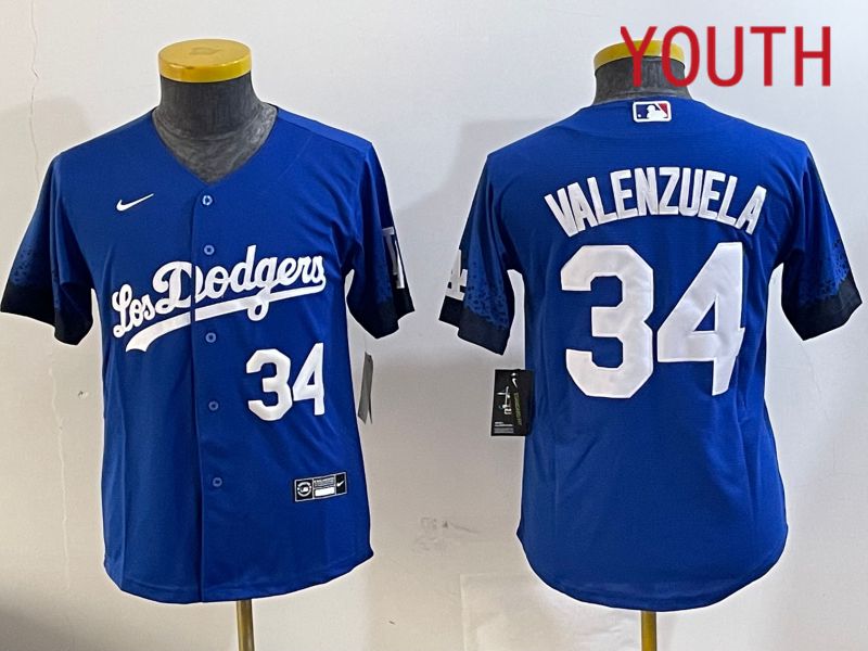 Youth Los Angeles Dodgers #34 Valenzuela 2024 blue jersey 202411209->youth mlb jersey->Youth Jersey